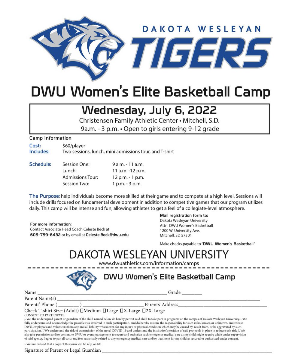 Reminder - July 6 is our Elite Camp! We have alumni <a href="/KynediCheeseman/">Kynedi Cheeseman</a> and <a href="/sarahcarr40/">Sarah Carr</a> along with current player <a href="/MattiReiner/">Matti Reiner</a> coming to share their basketball knowledge with you! You may bring registration the day of, but please contact Coach Beck if you plan to come! #bleedblue