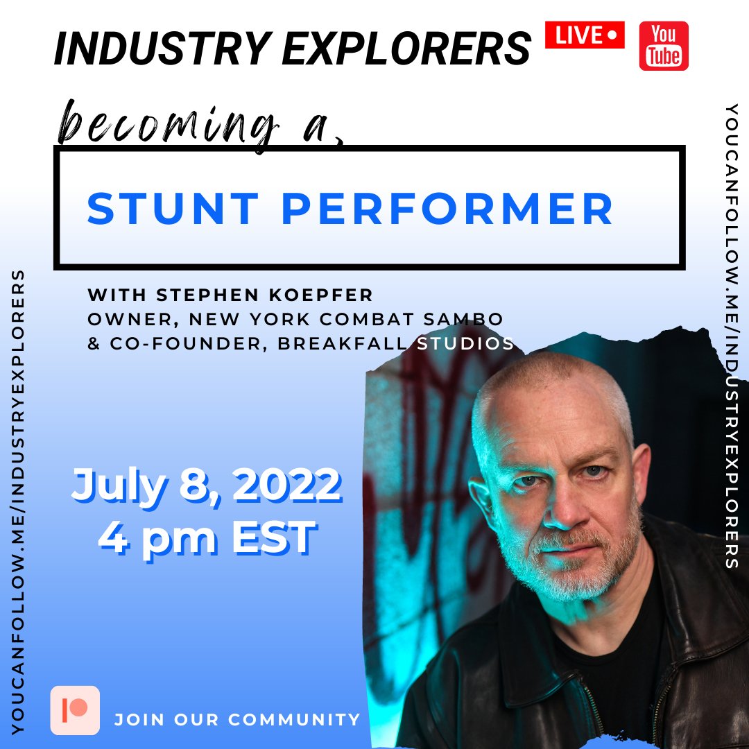 LIVE on Industry Explorers 7/8
Don't miss it! ow.ly/ZNv250IASML

#industryexplorers #careergoals #careers #college #students #careeradvice #jobseekers #genz #millennials #millennial #explore #education #stuntperformer #stunts #idomyownstunts #stuntlife #imdb #performer
