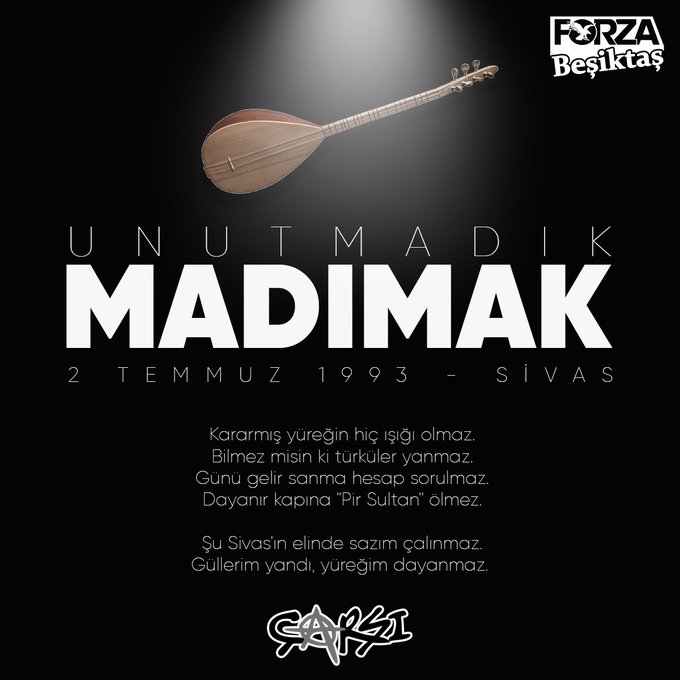 "Hor baktık mı karıncaya,
Kırdık mı kanadını serçenin,
Vurduk mu karacanın yavrulusunu,
Ya nasıl kıyarız insana?"

#2Temmuz #madımak #unutMADIMAKlımda #madımakkatliamı