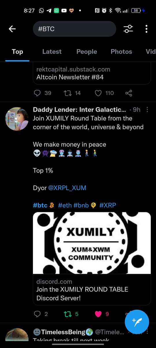 RT @fxwisdom1: XUMILY Discord Round Table is at the top of #BTC result https://t.co/xRSOwZyWEc
