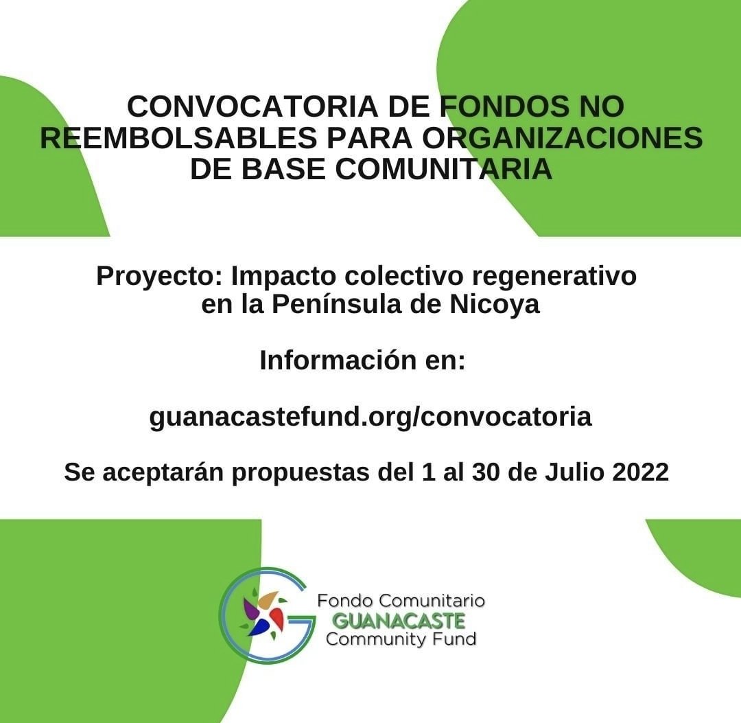 Atención a todos los que trabajen o tengan relación con proyectos de desarrollo social sostenible en #Guanacaste

Info en guanacastefund.org/convocatoria/