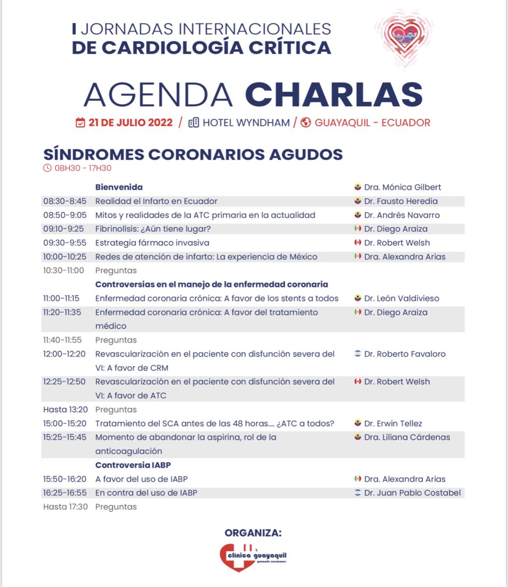 MoniGilbertO's tweet photo. ¡Los esperamos del 20-22 de julio!

I Jornadas Internacionales de Cardiología Crítica @ClinicaGquil 🫀

Más información 👉🏻 https://t.co/uTQOE5EhoZ

📕 Envío de Abstracts: https://t.co/TUXmoLH8bP https://t.co/6ohNFGiBg5