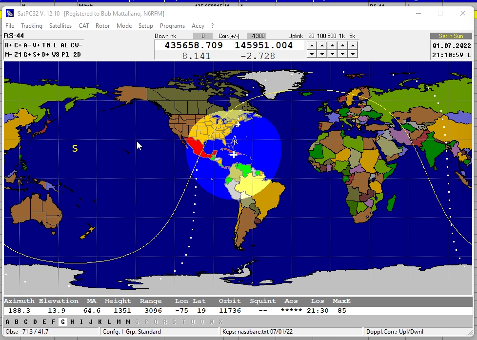 n6rfm's tweet photo. RS-44 - What a treat to work Natcho #oa4ea in Lima, a bunch of 13 Colonies special event stations, several WPLOTA stations (TKS everyone) and Mitch @AD0HJ.  😎 https://t.co/zQefMG05lL