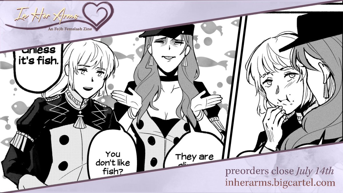 I drew a 3-page comic about dorogrid & food for the @inherarmsfe3h zine! It was a blast and I can't wait for people to see it! 🍽️

Preorder here: https://t.co/Uqr5XKK5jc 