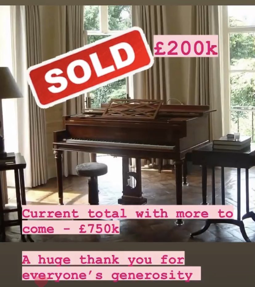 A huge thank you to everyone who bid so generously in the auction at #O2SilverClefs in aid of @nordoffrobbins £750k with more to come and a phenomenal £200k for George Michael’s personal piano. Thank you 🙏🏼