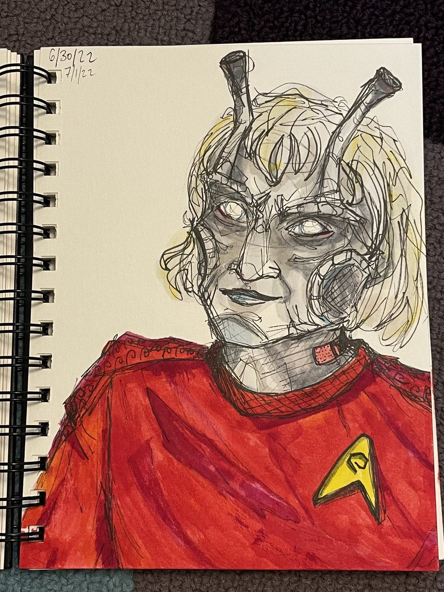 Finished my #Hemmer drawing! He got a pink bandaid from sickbay after they fixed him up 😌✨ #art #traditionalart #snw #StarTrekSNW #fanart @brucehorak