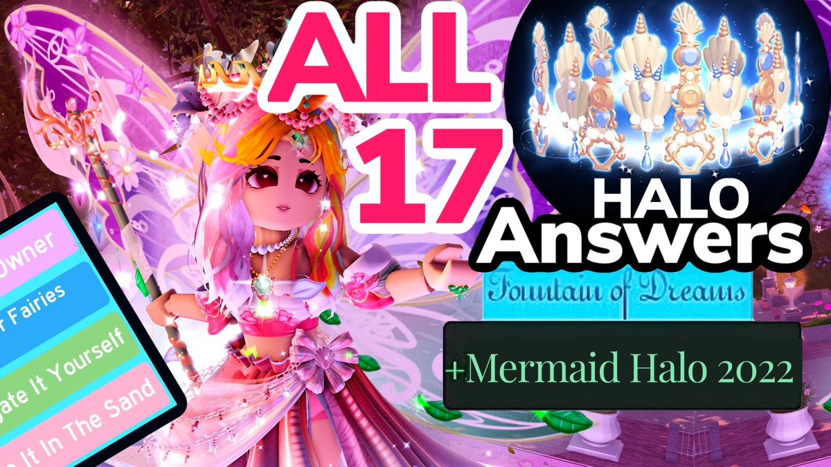 CakeNoms's tweet photo. ALL *NEW* HALO ANSWERS https://t.co/Tzj887J7bM TO WIN MERMAID HALO 2022 🌊 ALL 17 FOUNTAIN STORIES #RoyaleHighHalo @Roblox https://t.co/2waFER9Fiy