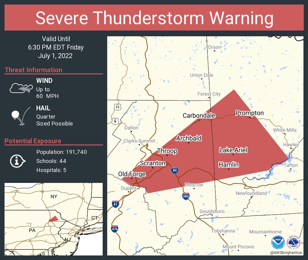 NWS Binghamton on Twitter "Severe Thunderstorm Warning including