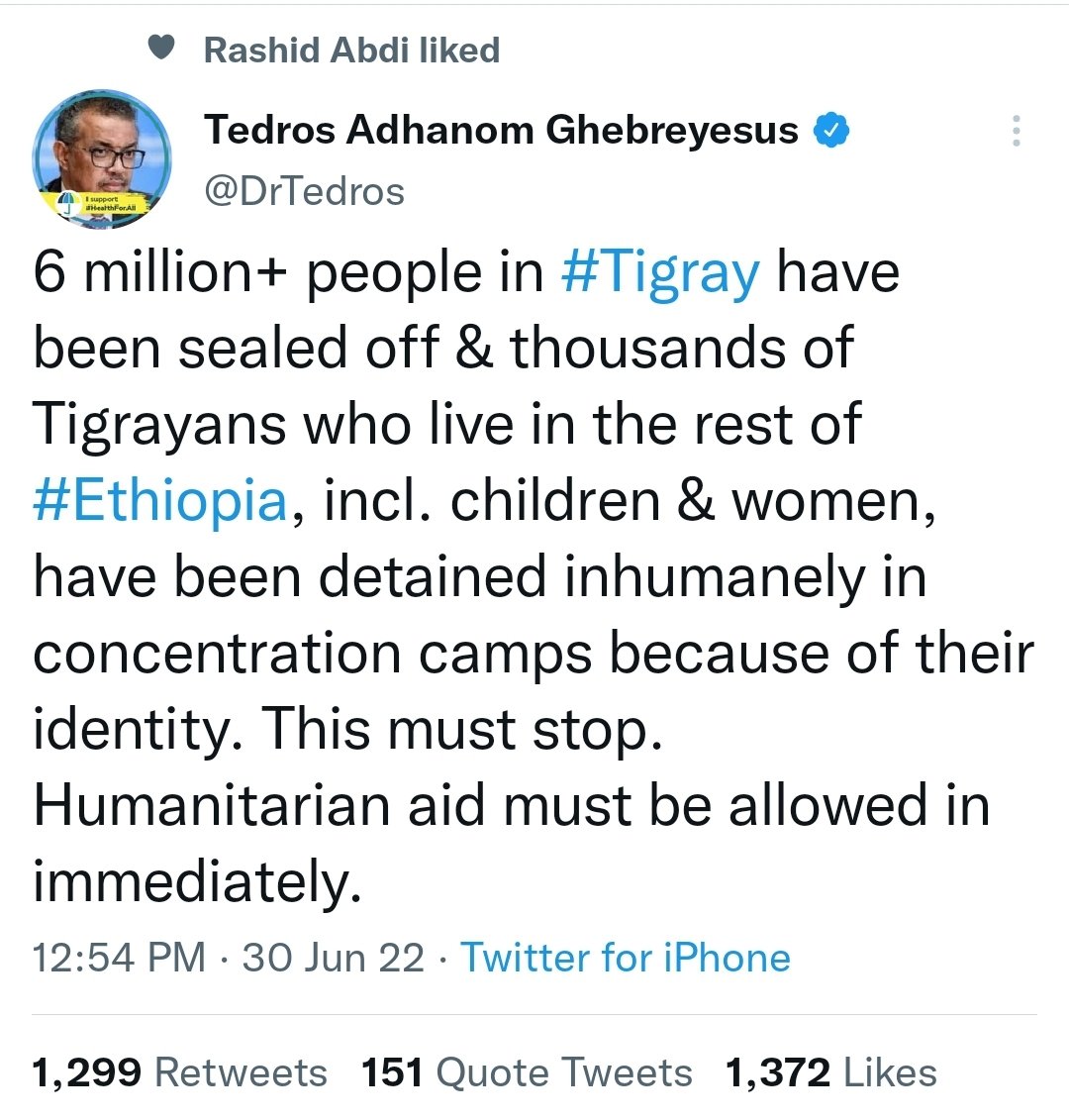 NeaminZeleke's tweet photo. @WHO's DG @DrTedros  disinformation to back the #TPLF fascists, laying the ground &amp; justification for openly avowed aggression against #Ethopia #Eritrea. Contrary to @StateDept @PowerAfricaUS, @WPF, etc. attested regarding the flow of aid to #Tigray,  to dupe Intl community. https://t.co/gzPT4hRD0Z