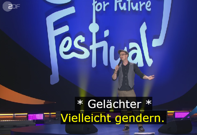66_RP_ORIGINAL's tweet photo. #ZDF #OERR #ComedyForFuture #Gendergaga #Sprache 📺 @die_mediatheke
Comedian Moritz Neumeier wirbt in 1 semi-lustigen Vortrag fürs #Gendern , und man fragt sich, was das mit dem Sendungs-Motto "Nachhaltigkeit und Klimaschutz" zu tun hat
Ab Min. 11:00 https://t.co/HO9cGw1JsM https://t.co/MdeSKX9E2d