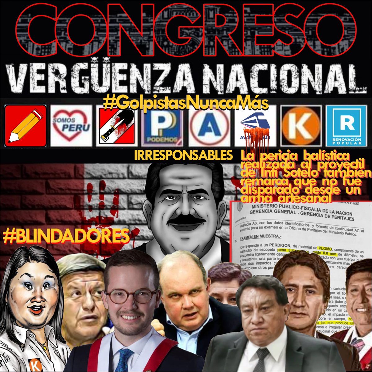 Dedomedio_pe's tweet photo. No olvidar que con 22 votos, #ComisiónPermanente ratificó informe de #Blindaje a @MerinoDeLama en caso de crímenes de #IntiYBryan. @rojas_cerron y @GuidoBellidoU (@PERU_LIBRE1) votaron a favor #LosExtremosSeFrotan @congresoperu y #CaveroMiserable https://t.co/H5YTC9dPUF