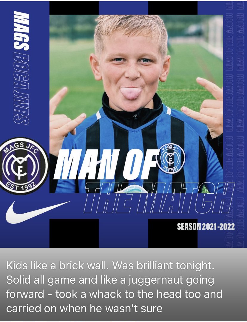 My guy got MOM tonight well done matey 💙… good match win against a good team, The boys worked hard tonight and as usual our keeper was unreal with another clean sheet under his belt 🙌🏻⚽️