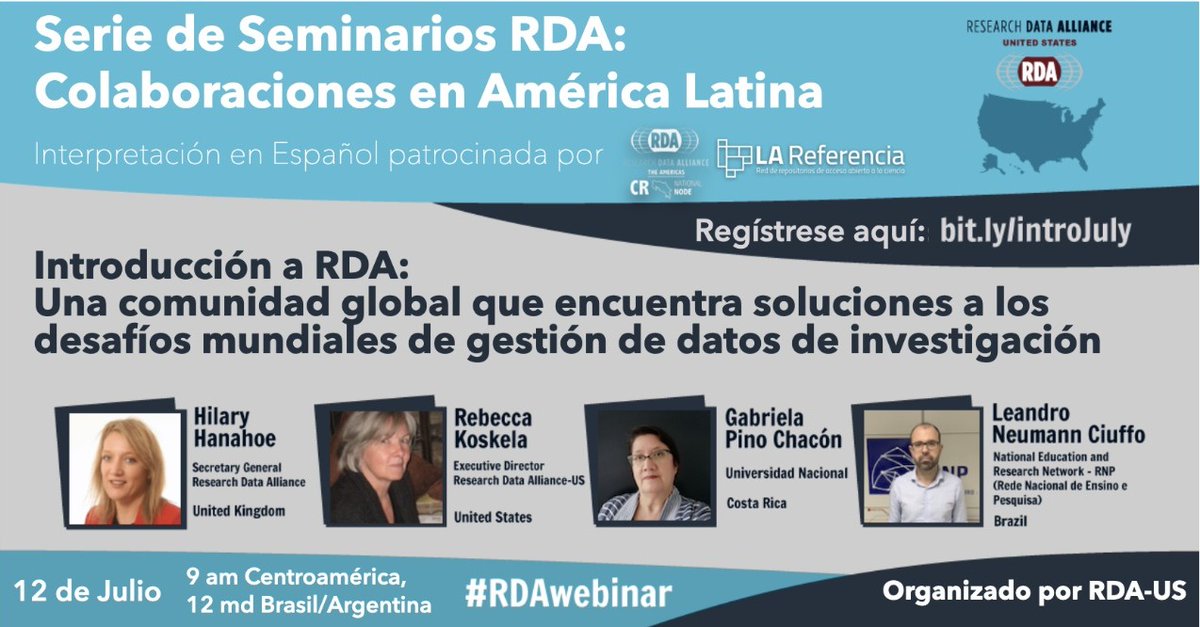 LAReferenciaAA's tweet photo. Únase este 12 de julio a este nuevo Seminario de @RDA_US. Registro acá: https://t.co/jhvnPi8sJ2 https://t.co/3bcWsS1TRN