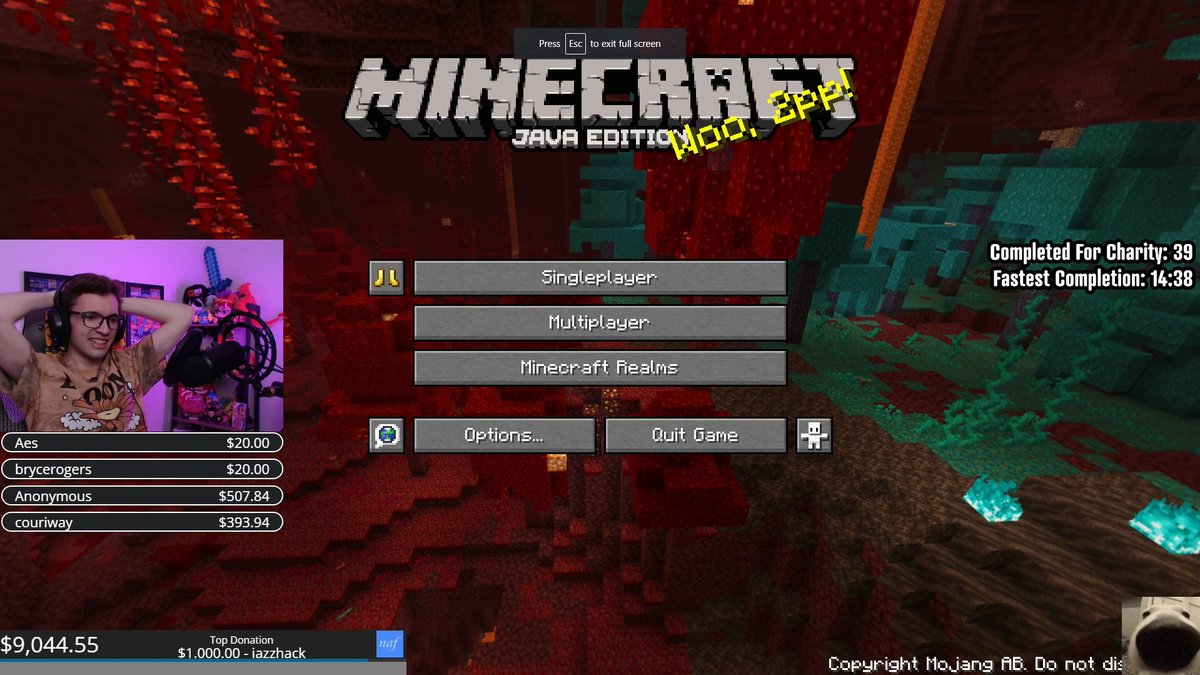 realcouri's tweet photo. After a week of streaming, our community raised $9,044.55 and minecraft speedrunners as a whole have raised over $20,000 for @NatAbortionFed 

Thank you so much to @abbyshewrote for helping me organize this week long event. I am so proud of what we accomplished together❤️ https://t.co/Cq51iEAbzZ