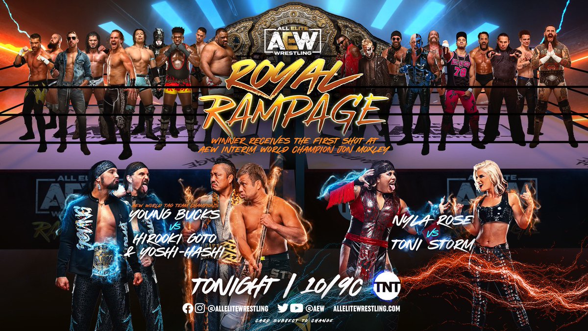 Thank you everyone who watched #AEWDynamite this week and made it Wednesday’s #1 show on cable/satellite, with over 1 million viewers in the US + many more worldwide! We’re back tonight on @TNTdrama with our biggest #AEWRampage of 2022: #AEWRoyalRampage! youtu.be/RHbI61qHIkw