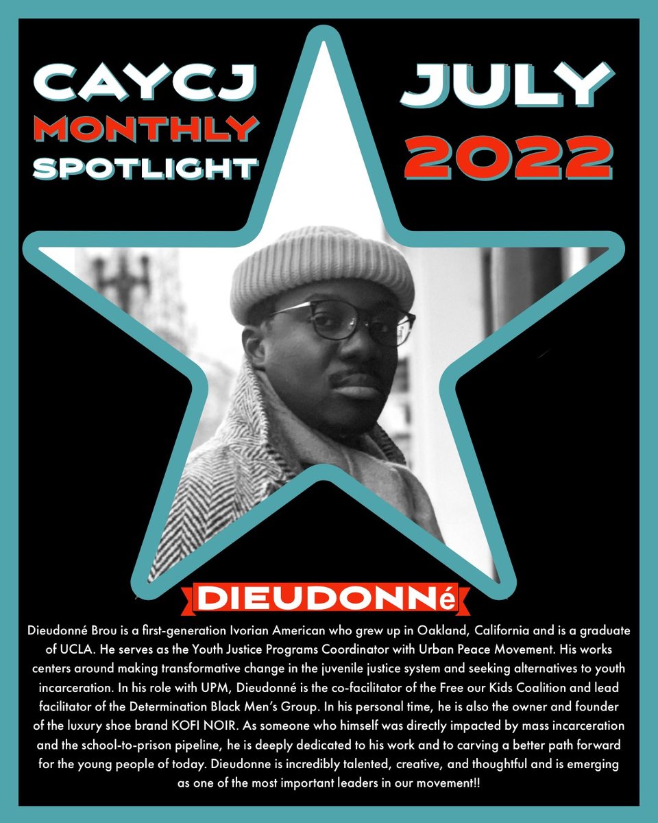 Every month CAYCJ would like to spotlight someone that is working hard in their community and making a difference in the Juvenile system! 

Meet  CAYCJ's July Spotlight, Dieudonne Brou! 

#monthlyspotlight #CAYCJstars #MakeADifference
@urbanpeace510 @caycj22