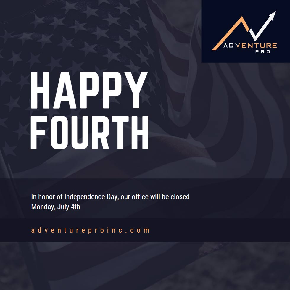 Adventureproinc's tweet image. Happy Fourth of July! In honor of Independence Day, our office will be closed on Monday, July 4th.

#happyfourth #fourthofjuly #adventurepro #digitalmarketing #metropolitanatlanta #flag #independenceday