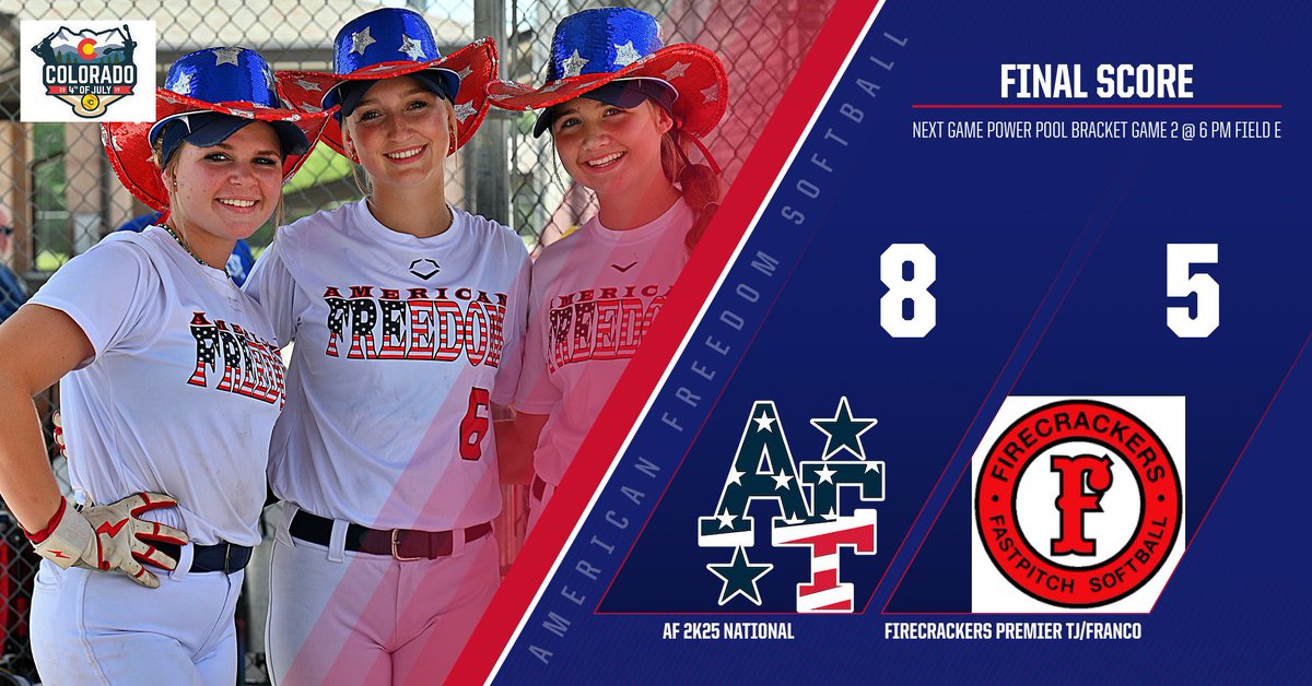 Bracket Game 1 solid team win. Game 2 at 6PM, let’s go! <a href="/AFSBALL/">American Freedom Softball</a> <a href="/COSparkFire/">CO 4th of July</a>