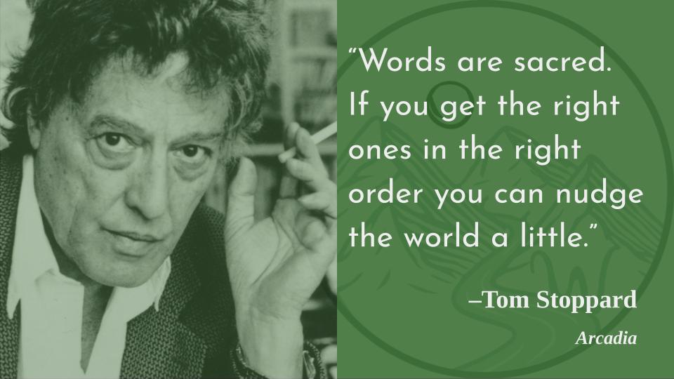 We\re counting on it!
Happy birthday, Tom Stoppard! 