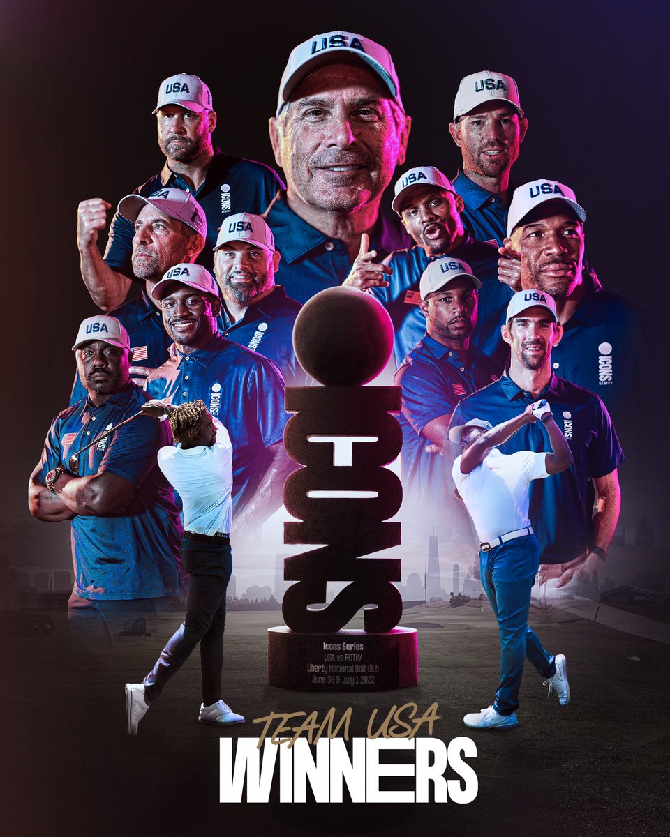 IconsSeries's tweet photo. Congratulations to Team USA for winning the inaugural #IconsSeries trophy at the beautiful @LibNatGolf. 🏆 

An amazing week of golf. 24 world-class icons. Competitive team matchplay. There’s nothing better.

Now just 1 question… Where shall we go next? 👀 #IconsSeries https://t.co/D2HnAJrLLv