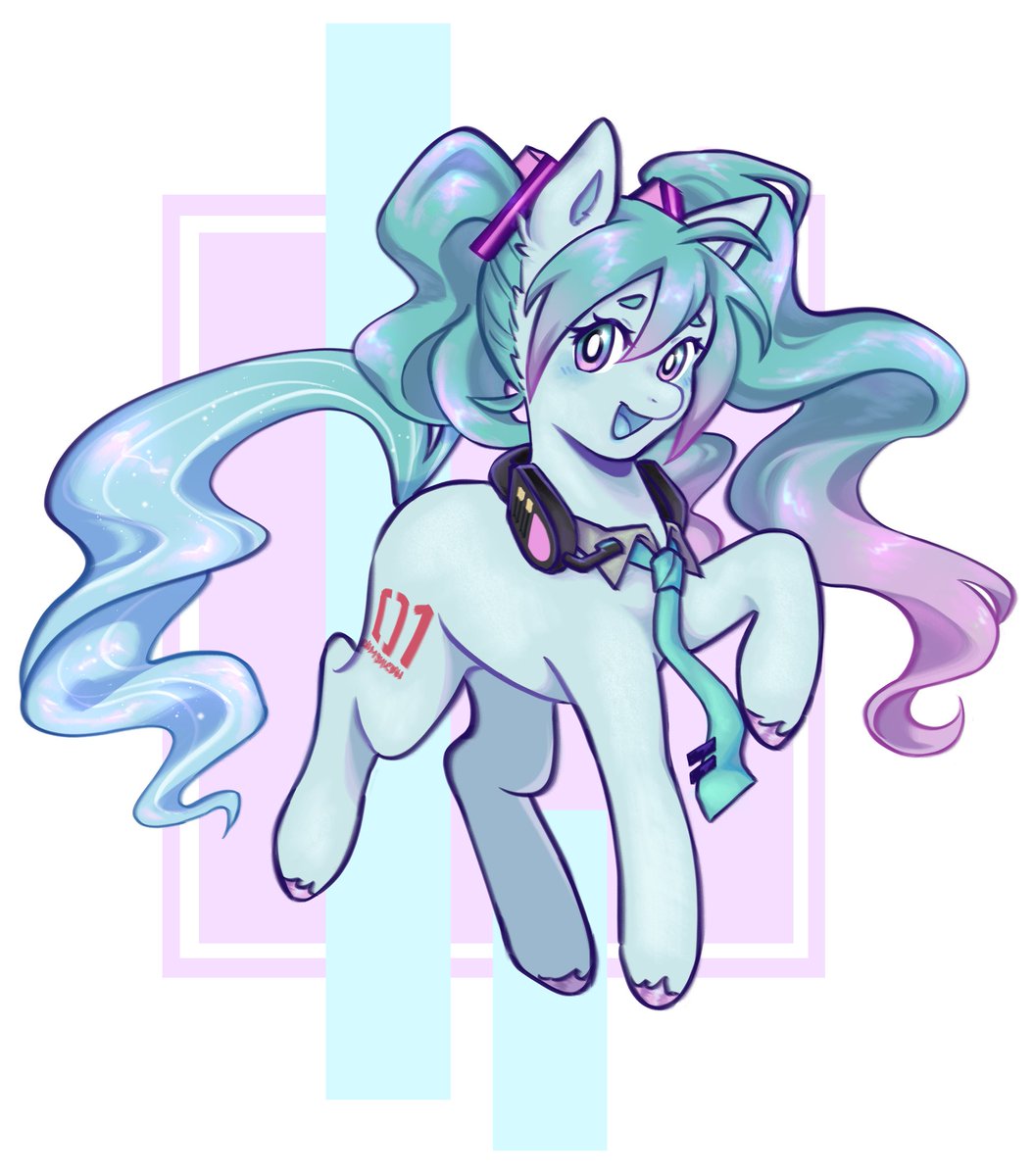 初音ミク 「Miku pony between commissions 
💜💙
#初音ミ」|Jazzy💜🦇のイラスト