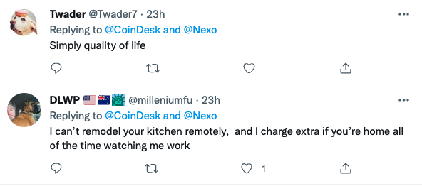 CoinDesk's tweet photo. Yesterday for #FutureofWorkWeek, presented by @Nexo, we asked you if you could work remotely for the rest of your life.

Here’s a look at what you said: https://t.co/JP8pzkOjYh https://t.co/9x3gpp102L