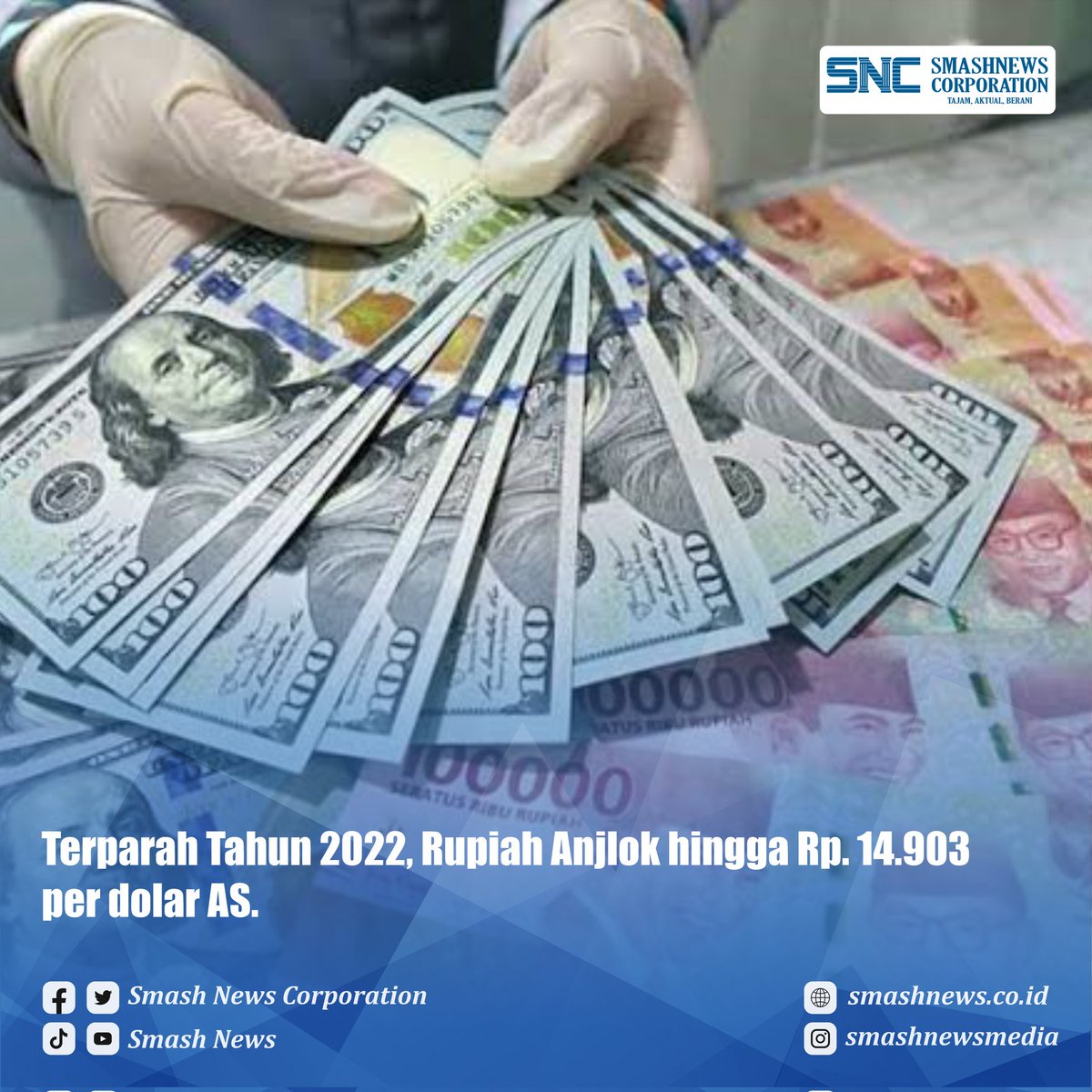 Jakarta - Nilai tukar rupiah disebut melemah pada Rp. 14.903 per dolar AS pada Kamis sore (30/6). 
#smashnews #beritaterbaru #beritaterkini #beritaterupdate #kabarterbaru #kabarterkini #nilaitukarrupiah #anjlok #dolar
bit.ly/3a6bbFq