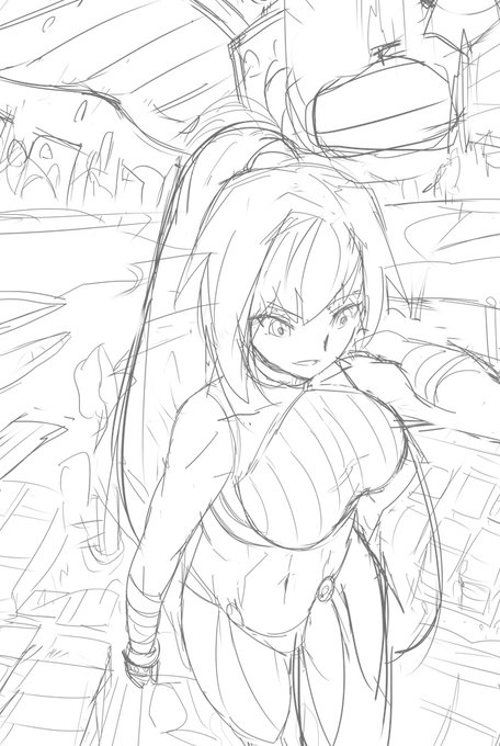 skebラフ 髪型の設定安定しなくてめちゃくちゃ迷ってる… 