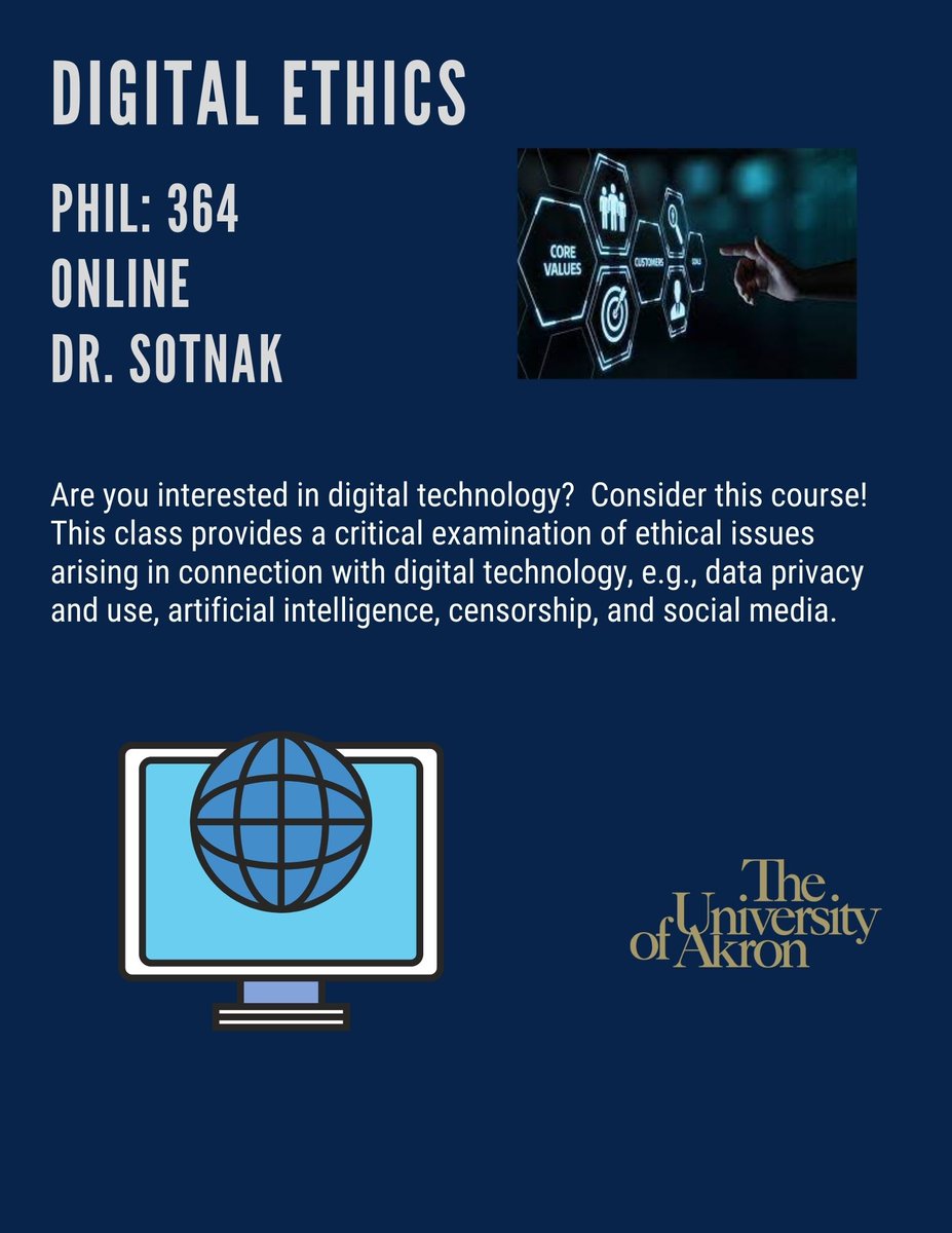 ZipsPhilosophy's tweet photo. Not sure what to take in the fall? There is a philosophy course for everyone. Enroll now! @UAkronEsc @UAStudentLife @UAkronCareer @AdvisorZippy @buchtelite @uakronbcas https://t.co/fyLVseCcVj