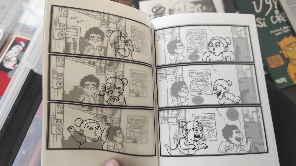 One of my favorite short komiks ever from Ardie Aquino

Love the concept where it's a komik that uses the form in a very creative way- semi transparent paper to show one character going through the world and regular pages that have their own story going on 