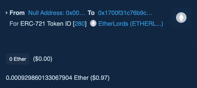 Gas is so low right now you can mint an Ξther Lord for less than $1.00 👀

Check our pinned tweet for mint details! 👑