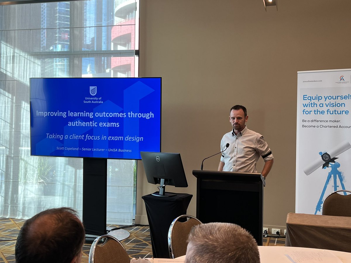 Last paper presentation is <a href="/Scott__Copeland/">Scott Copeland</a> on Improving learning outcomes through authentic exams - taking a client focus in exam design. #AccountingEducation #AFAANZ22