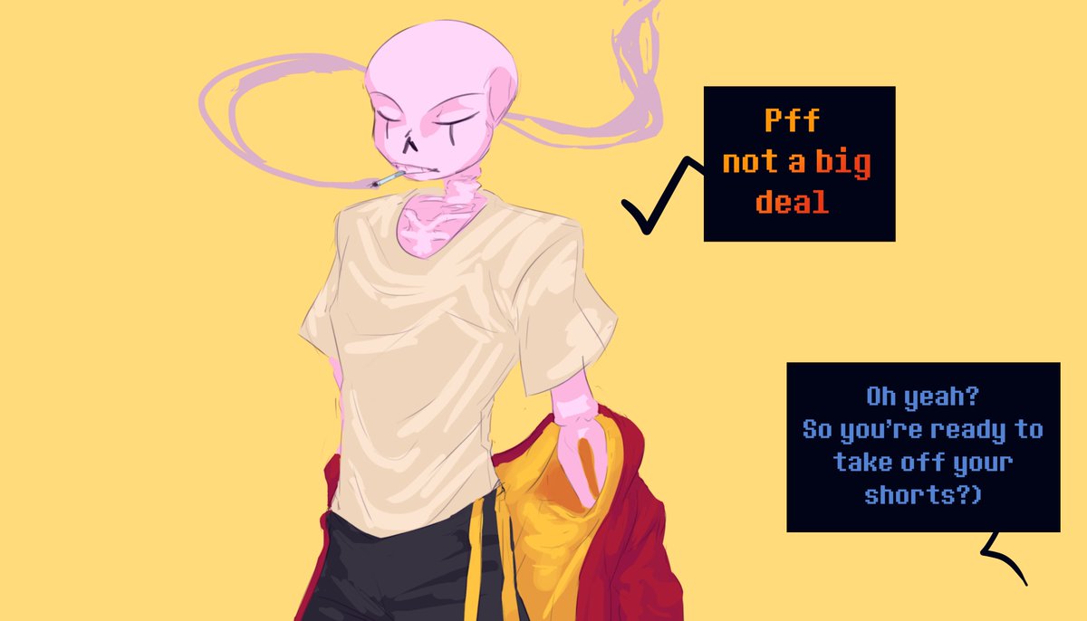 Divoy_'s tweet photo. Woo yeah, good!
Now we can make it little harder)
Don't press on him, he's shy
#UndertaleAU #Underluck #Sans https://t.co/VtSV9KVPgX