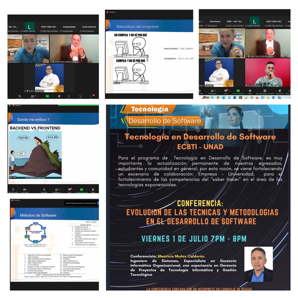 Desde el programa Tec en Desarrollo de Software se realizó hoy la conferencia evolución de las metodologías en el desarrollo con el Ing Mauricio Muñoz; tuvimos más de 80 participantes y estudiantes de inclusión, agradecemos a la VISAE su apoyo; excelente espacio de formación