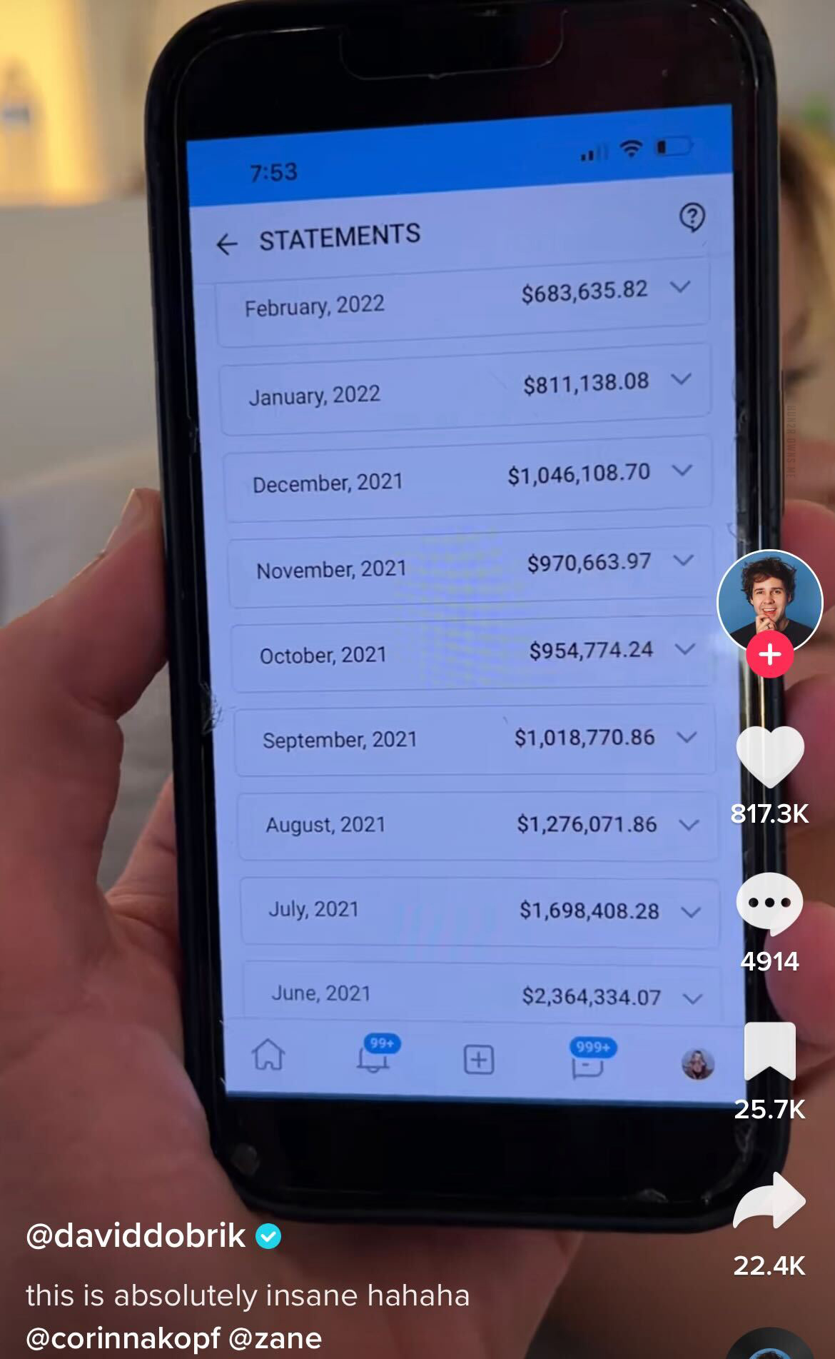 GUARD Hunter on Twitter: "David Dobrik has shared on TikTok that