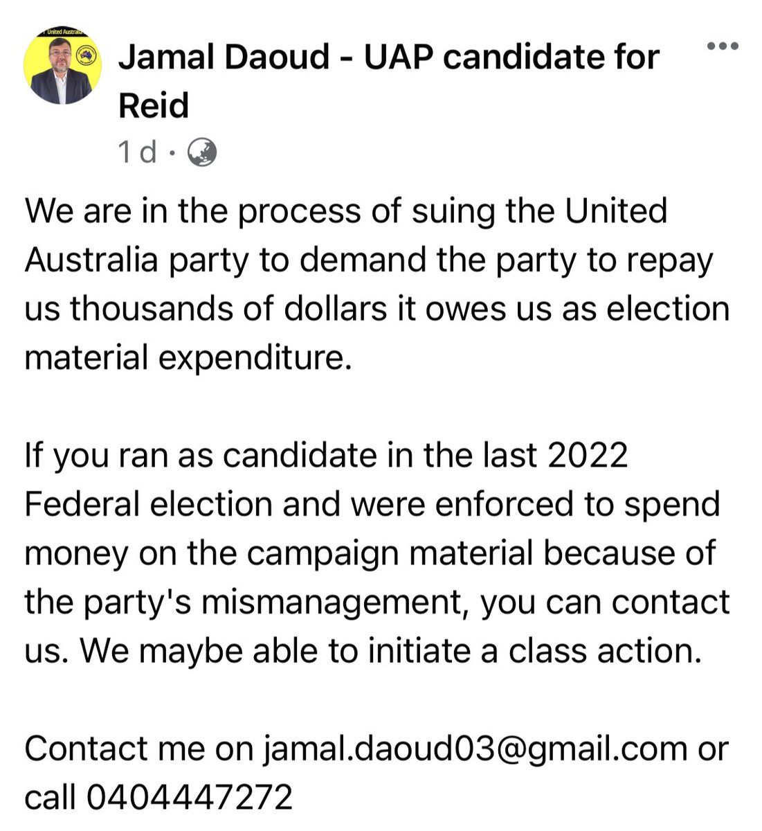 You wouldn’t believe it! After @CliveFPalmer robbed his workers a few years back, he and his @UnitedAusParty mates have appeared to have robbed their candidates. Who would have thought that they were a team of shonks!!! @CKellyUAP #ausvotes22 #auspol