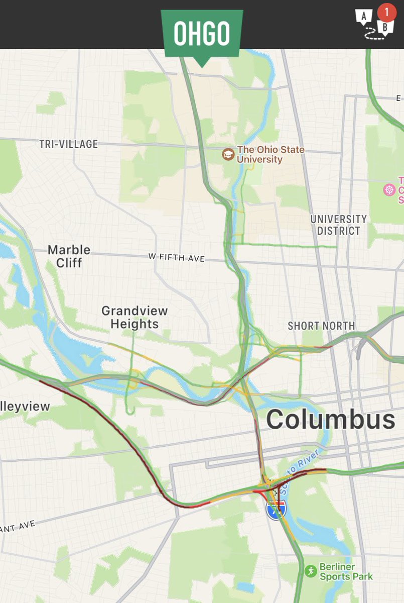 ODOT_Columbus's tweet photo. Traffic volume is picking up around downtown as people leave #RWB22. Be patient! Our Freeway Safety Patrol is on the road until midnight to help keep you moving. #BOOM22 #AssistPatrol https://t.co/G7Lnq3dEHi