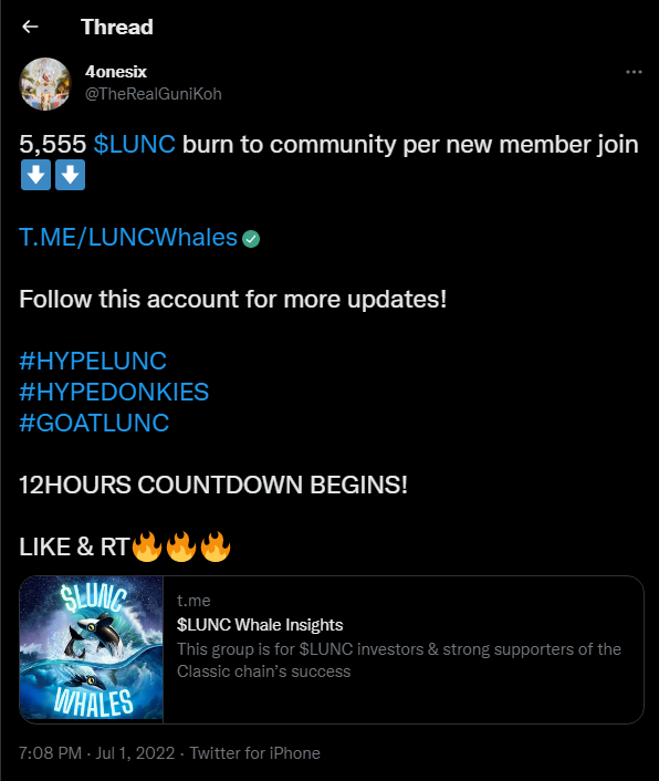 TheRealGuniKoh's tweet photo. 🔥🔥🔥🔥 As promise by your donkey

5,555 $lunc x 180 members burn to community wallet this Sunday, are you a contributor too?

Join me @ https://t.co/sKMVRawDrT

DONKIES DESERVE TO BE HAPPI

#GOATLUNC #LUNC #HYPELUNC #HYPEFAM #HYPEDONKIES

GREATEST DONKEY OF ALL TIME https://t.co/jXnswpohry