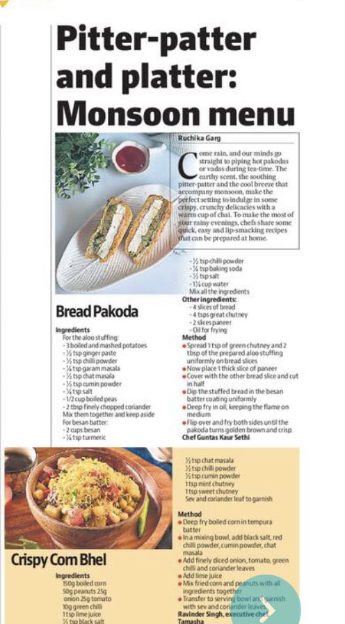 chefreetuudayk's tweet photo. Pitter-patter and platter: #Monsoonmenu
Cum rain& r minds go 2 hot pakodas/vadas during tea-time 2 make T most of ur RainyEvenings Chefs share quick easy&lip-smacking recipes tat can b prepared at home
Thank u @ruchikagarg271 4 the feature of my recipes
@HindustanTimes @htcity https://t.co/3N7izvXj0u