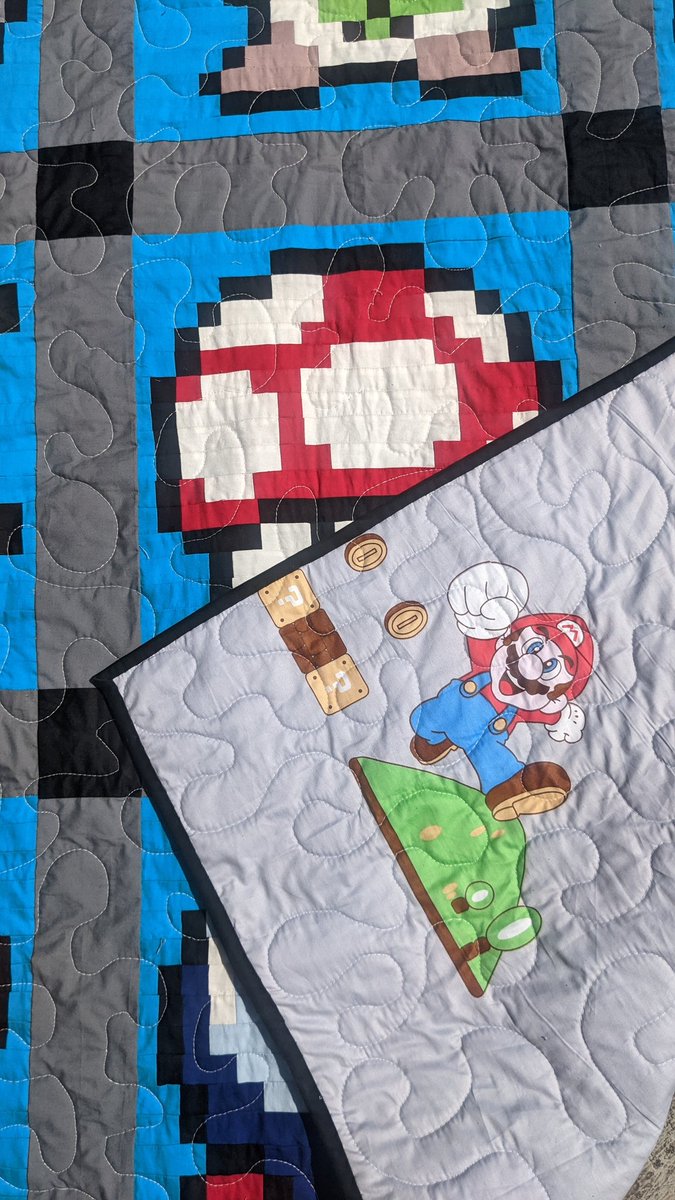Rismakilla's tweet photo. #supermariobros #supermariobrothers 
52" x 68"
100% cotton material

#patchworkquilting #patchworkquilt #patchwork #quilting #sewingproject #sewingismylife #quilt https://t.co/WQkGF6oPWZ