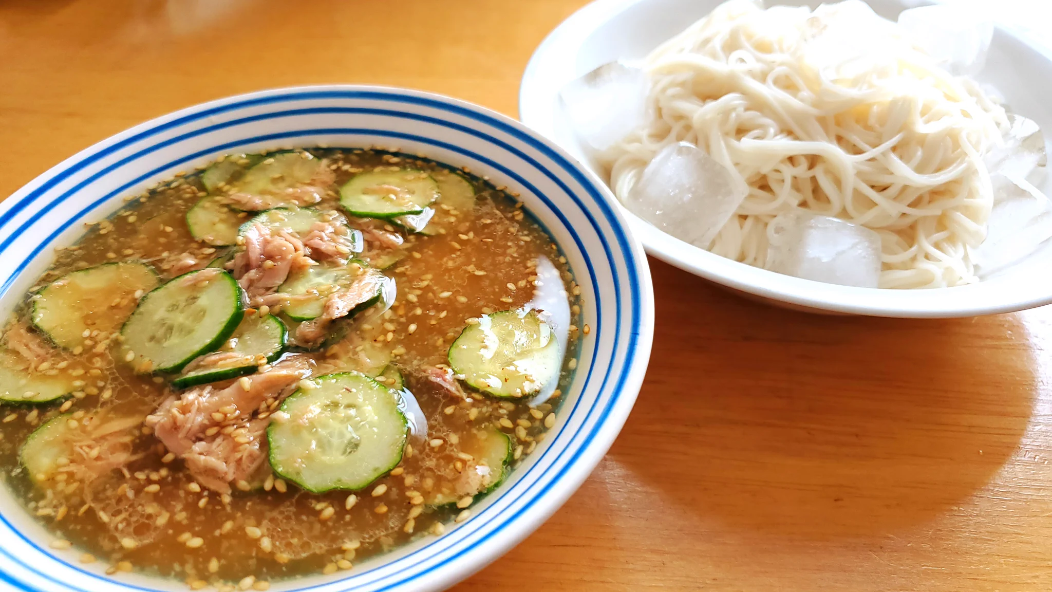 [080]さっぱり冷や汁風素麺 #たなか飯2022 
今年も素麺にお世話になる季節がきました  