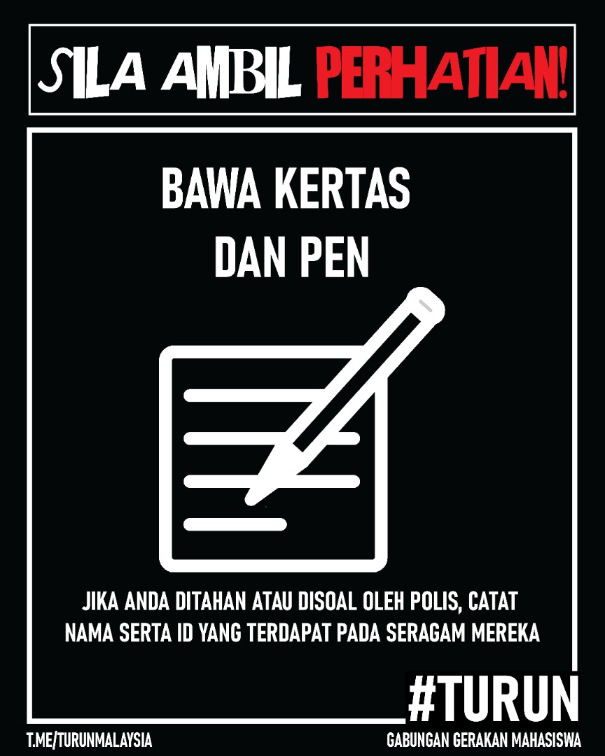 KerajaanGagal's tweet photo. Kepada semua rakan-rakan yang akan #TURUN anda semua diminta untuk mematuhi langkah-langkah berikut ⬇️

Ayuh #TURUN dengan selamat dan jaga satu sama lain

https://t.co/5jYhaoGveJ https://t.co/dW3Br47obJ