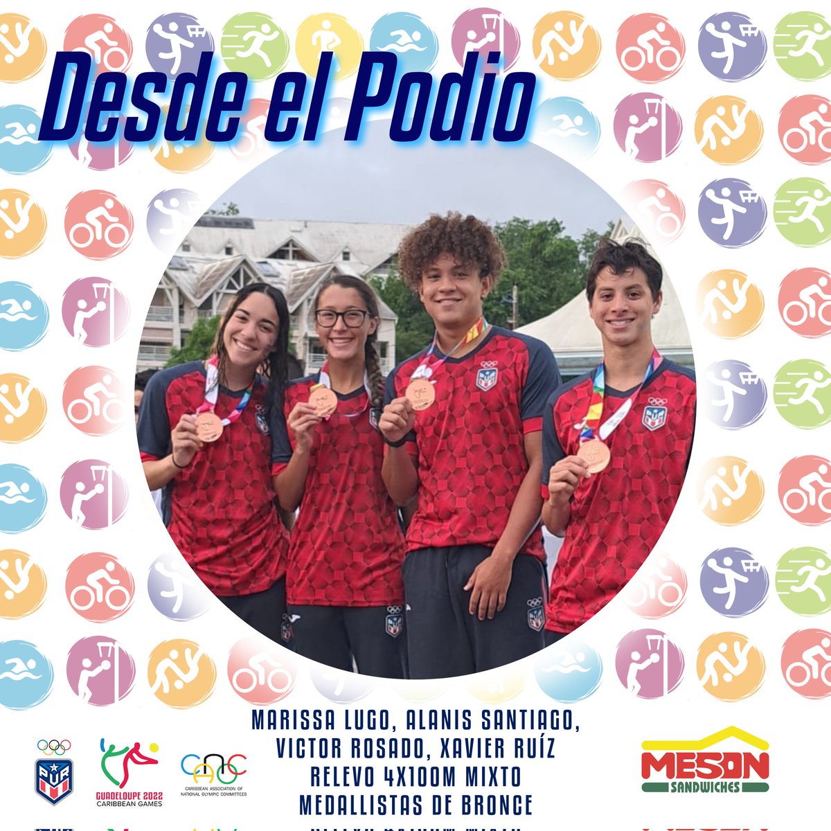 ComiteOlimpico's tweet photo. #DesdeElPodio 

🏊‍♂️Medalla de bronce 🥉 en el relevo 4x100m mixto 🏊‍♀️

#EquipoPUR #Guadeloupe2022 #CB2022 #JuegosDelCaribe2022 #CaribbeanGames2022 #NataciónPUR 
@ElMesonPR https://t.co/dj7AvhOnwF