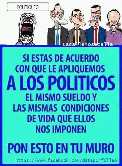 Por supuesto, ya q a este paso nos tendremos q hacer todos políticos para tener derechos y jubilación.YO TAMBIÉN ESTOY DEACUERDOAsi arreglamos las cosas en este pais😂huy q enfadao estamos vamos a poner desde el sillon cositas en las redes Venga ya,Sin esfuerzo no hay resultados