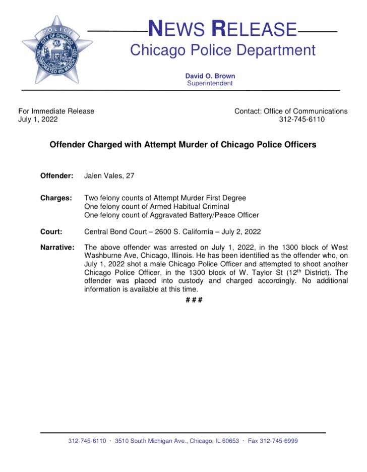 TAhern_'s tweet image. Offender Charged with Attempt Murder of a #ChicagoPolice Officer @ChicagoCAPS12 (Near West) @Area3Detectives