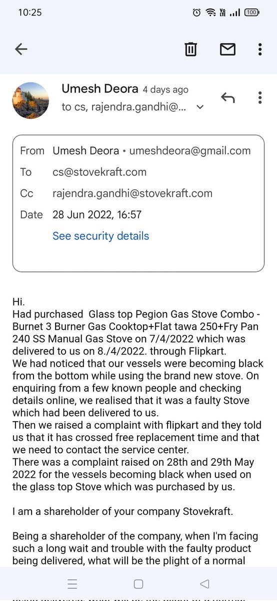 TraderChennai's tweet photo. @StovekraftLtd 
Complaint raised on 29th May 2022.
Item purchased on 8th April 2022.
Defective product.
Complaint mail sent on 28th June 2022.

Still no response n waiting for more than 1 month now...

Waiting for ur response n replacement of the product. https://t.co/4QDRuEcdjp