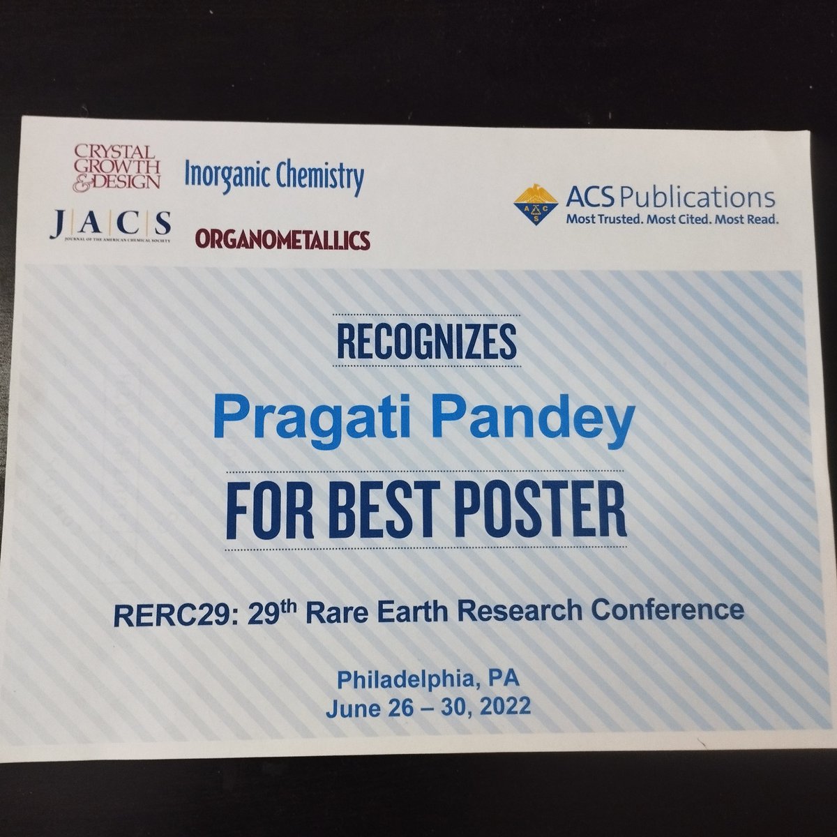 Pragati Pandey (@pragatiiitk) on Twitter photo Now I can call myself rare earth chemist as well, as I got recognition for the same <a href="/RERC29/">Rare Earth Research Conference</a> Thanks alot <a href="/SchelterGroup/">SchelterGroup</a> to give me this golden opportunity and also thanks to <a href="/berachm/">jitendra k. bera</a> for motivating me to do something different from transition metal based catalysis. I am learning!! Now I can call myself rare earth chemist as well, as I got recognition for the same <a href="/RERC29/">Rare Earth Research Conference</a> Thanks alot <a href="/SchelterGroup/">SchelterGroup</a> to give me this golden opportunity and also thanks to <a href="/berachm/">jitendra k. bera</a> for motivating me to do something different from transition metal based catalysis. I am learning!!