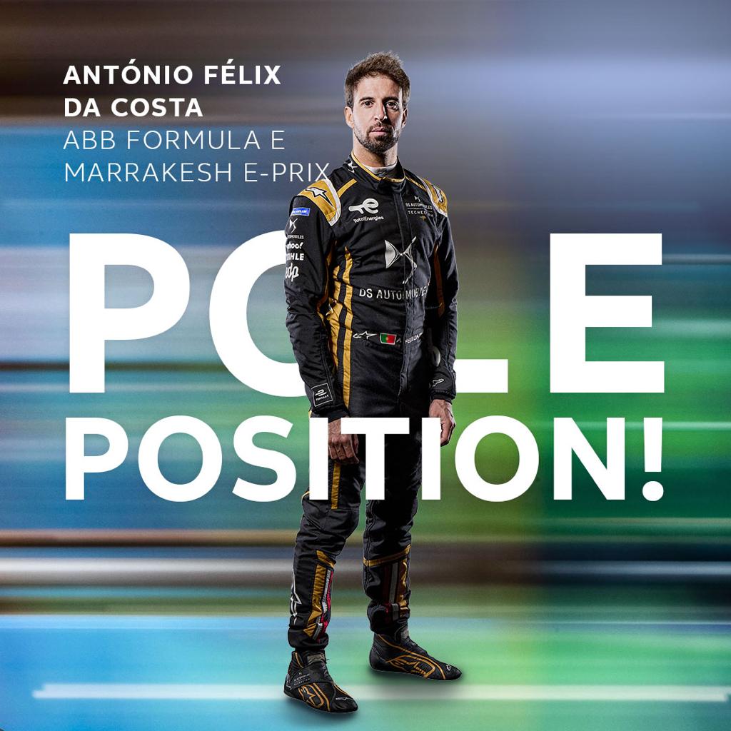 A first #ABBFormulaE Season 8 pole position for <a href="/afelixdacosta/">Antonio Felix da Costa</a> 👏👏ahead of today’s #MarrakeshEPrix. 
Race starts at 1800 CEST! ⚡️🏎️ 🇲🇦