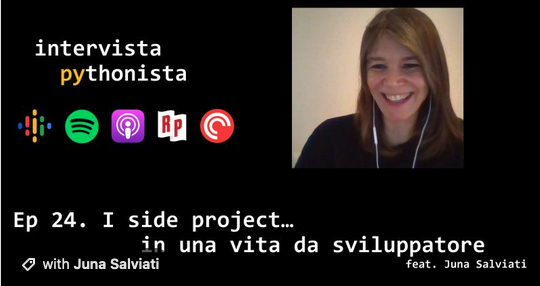 Nella nuova puntata di Intervista Pythonista Juna Salviati <a href="/1littleendian/">Juna Salviati</a> ci parla di Side Project. Cosa sono e come giocarci assieme! - mailchi.mp/3acf98339222/i…
