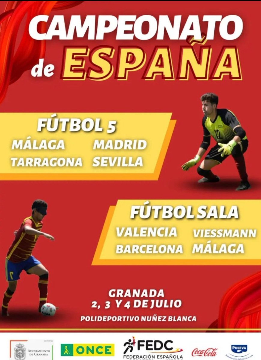 Hoy y hasta el próximo día 4 de julio tendrá lugar el Campeonato de España!!
Los horarios de nuestros partidos son:
Sab: 17:30 #oncebarcelona
Dom::12:00 #oncevalencia
Dom: 19:30 <a href="/onceMALAGA_FS/">Once Málaga Fs B2-B3</a>
